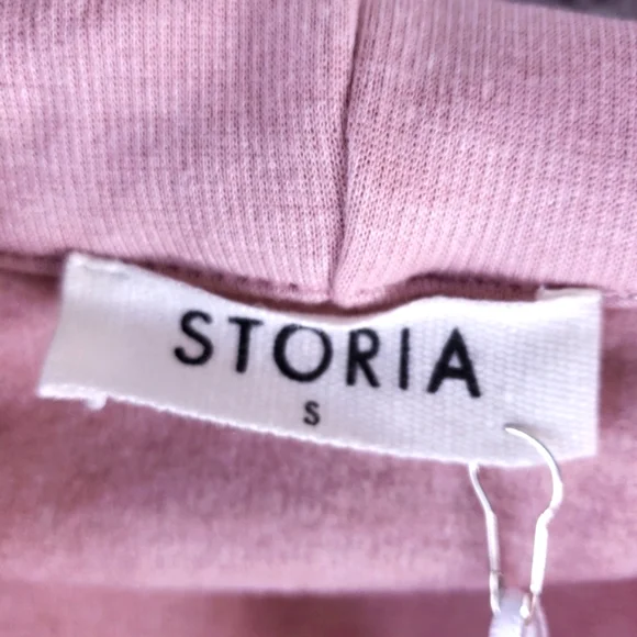 STORIA Stars Print Lace-Up Oversized Hoodie Mauve Pink Jacket - Picture 7 of 12